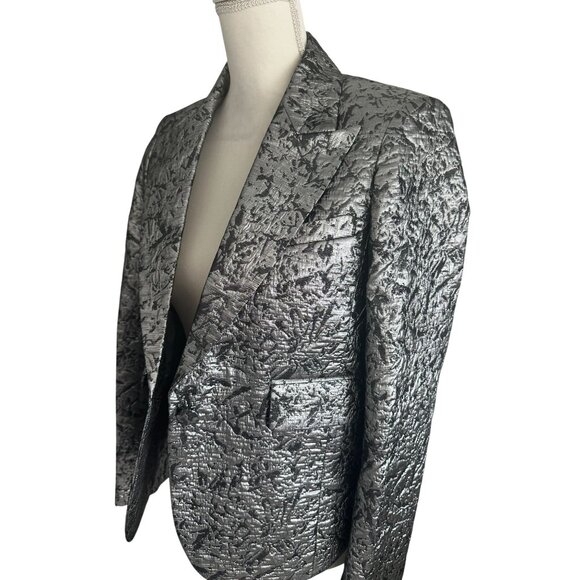 ZADIG & VOLTAIRE Silver Metallic Jacket Blazer Size 36 / US Small - Picture 2 of 8